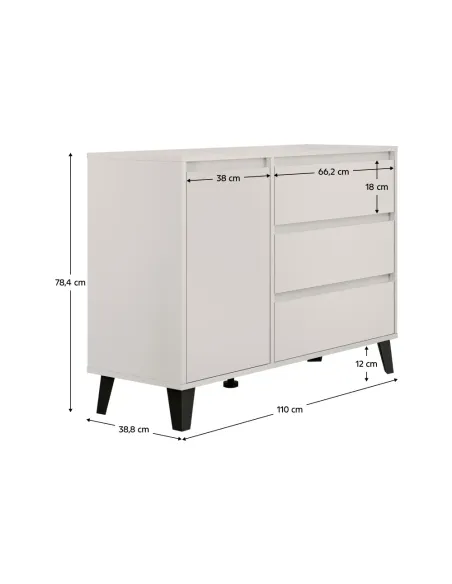Comodă BOGAN NEW 1D3S, dormitor/hol, 110x38.8x78.4 cm, PAL melaminat | MobilaOK