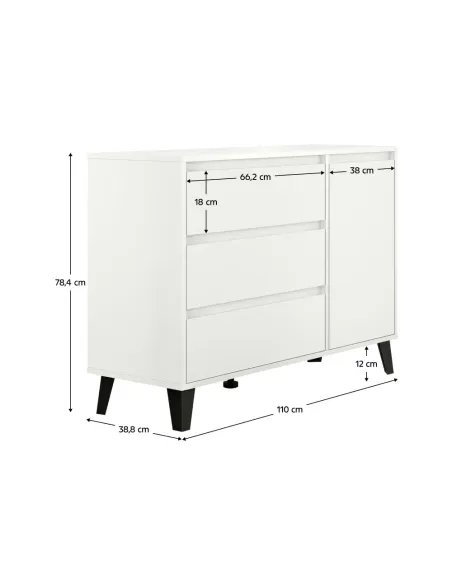 Comodă BOGAN NEW 1D3S pentru dormitor, 110x38.8x78.4 cm, PAL melaminat | MobilaOK