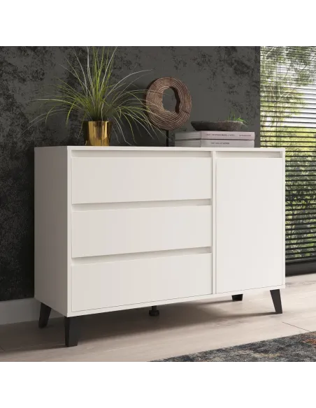 Comodă BOGAN NEW 1D3S pentru dormitor, 110x38.8x78.4 cm, PAL melaminat | MobilaOK