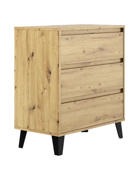 Comodă BOGAN NEW 3S70 pentru dormitor/hol, 70x38.8x78.4 cm, PAL laminat stejar artisan | MobilaOK