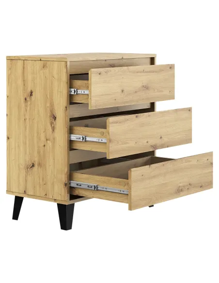 Comodă BOGAN NEW 3S70 pentru dormitor/hol, 70x38.8x78.4 cm, PAL laminat stejar artisan | MobilaOK
