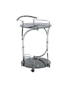 Măsuță de servire VESNA, living, 52x74x45 cm, sticlă/metal crom | MobilaOK