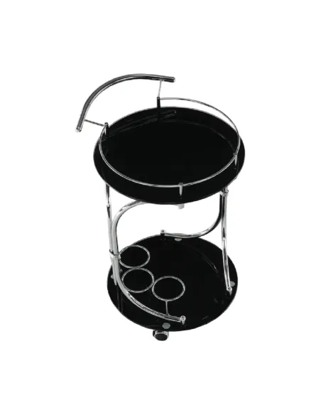 Măsuță de servire VESNA, living, 52x74x45 cm, sticlă/metal crom | MobilaOK