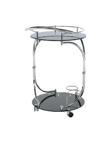 Măsuță de servire VESNA, living, 52x74x45 cm, sticlă/metal crom | MobilaOK