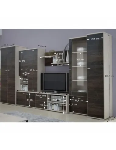 Set Living ARS, living, 370x51x199 cm, PAL melaminat frasin/stejar american | MobilaOK
