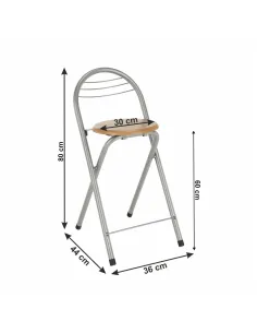 Scaun de bar BOXER, bucătărie/bar, 39x60 cm, metal cu aluminiu și lemn de fag | MobilaOK 2