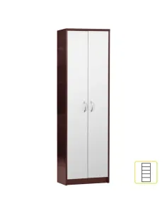Dulap, MECKI, hol/dormitor/birou, 55x26x190 cm, PAL melaminat wenge/alb | MobilaOK