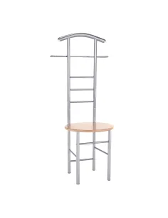 Cuier FRANK, servitor surd cu scaun, hol, 50x46x119 cm, PAL placat fag/argintiu | MobilaOK 2