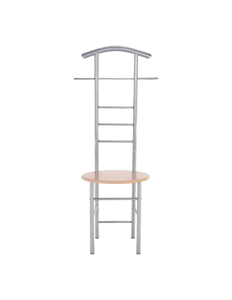 Cuier FRANK, servitor surd cu scaun, hol, 50x46x119 cm, PAL placat fag/argintiu | MobilaOK
