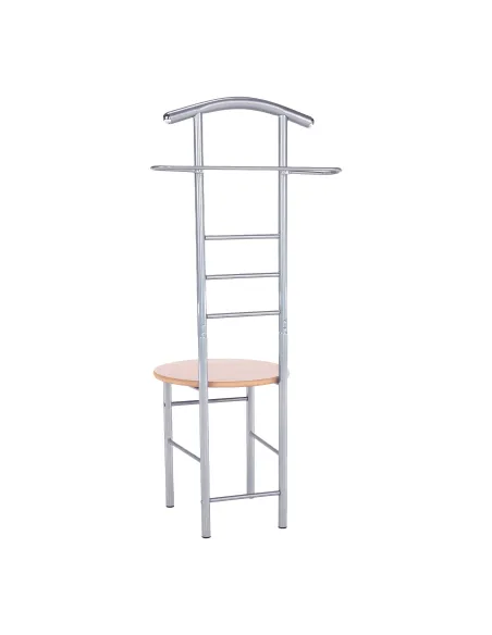 Cuier FRANK, servitor surd cu scaun, hol, 50x46x119 cm, PAL placat fag/argintiu | MobilaOK