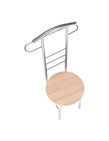 Cuier FRANK, servitor surd cu scaun, hol, 50x46x119 cm, PAL placat fag/argintiu | MobilaOK