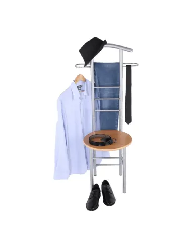 Cuier FRANK, servitor surd cu scaun, hol, 50x46x119 cm, PAL placat fag/argintiu | MobilaOK
