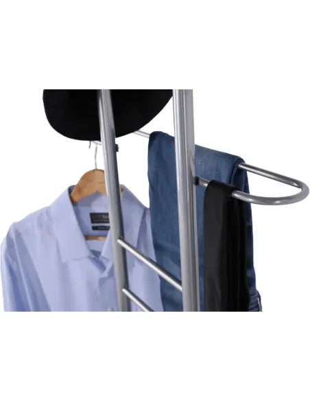Cuier FRANK, servitor surd cu scaun, hol, 50x46x119 cm, PAL placat fag/argintiu | MobilaOK
