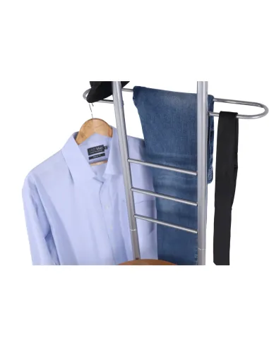 Cuier FRANK, servitor surd cu scaun, hol, 50x46x119 cm, PAL placat fag/argintiu | MobilaOK