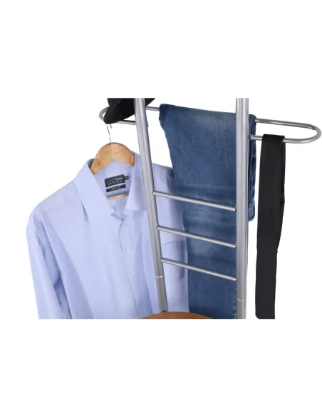 Cuier FRANK, servitor surd cu scaun, hol, 50x46x119 cm, PAL placat fag/argintiu | MobilaOK