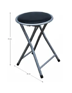 Taburet pliabil IRMA, living/birou/balcon, 30x45 cm, Metal/Piele ecologică | MobilaOK 2