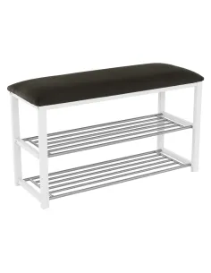 Bancă cu rafturi LANGELLA, hol/dormitor, 81x49x31 cm, PAL, textil, metal | MobilaOK