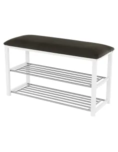 Bancă cu rafturi LANGELLA, hol/dormitor, 81x49x31 cm, PAL, textil, metal | MobilaOK 2