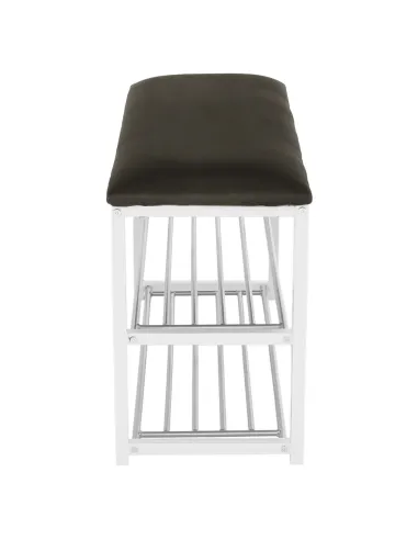 Bancă cu rafturi LANGELLA, hol/dormitor, 81x49x31 cm, PAL, textil, metal | MobilaOK