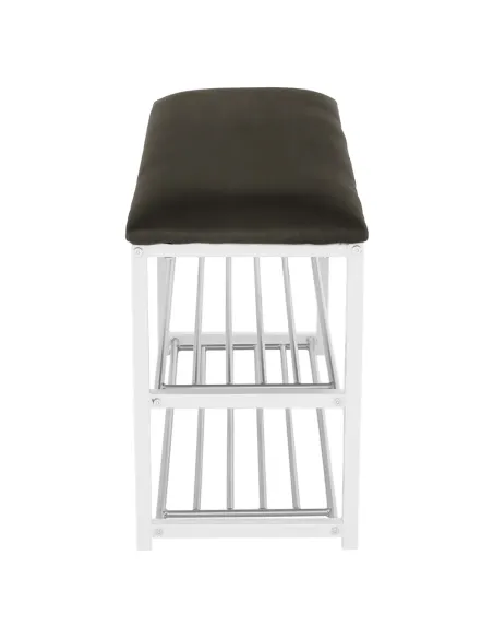 Bancă cu rafturi LANGELLA, hol/dormitor, 81x49x31 cm, PAL, textil, metal | MobilaOK