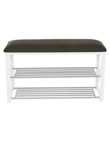 Bancă cu rafturi LANGELLA, hol/dormitor, 81x49x31 cm, PAL, textil, metal | MobilaOK