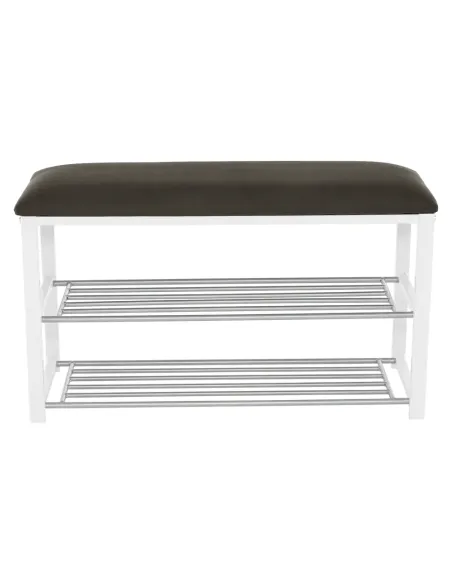 Bancă cu rafturi LANGELLA, hol/dormitor, 81x49x31 cm, PAL, textil, metal | MobilaOK
