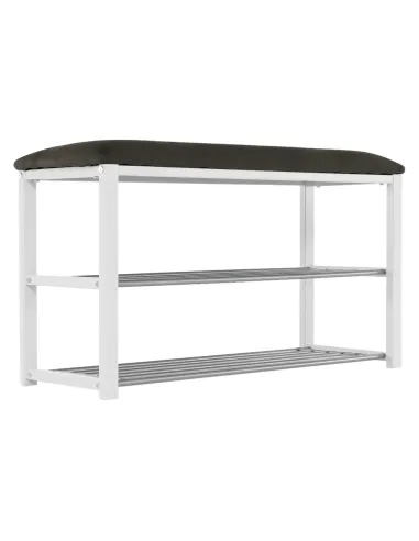 Bancă cu rafturi LANGELLA, hol/dormitor, 81x49x31 cm, PAL, textil, metal | MobilaOK
