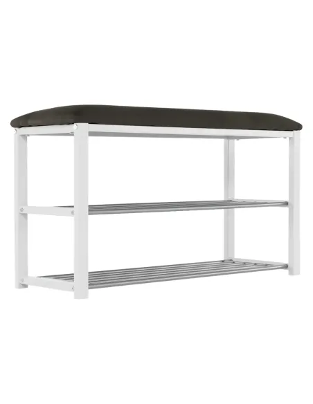 Bancă cu rafturi LANGELLA, hol/dormitor, 81x49x31 cm, PAL, textil, metal | MobilaOK