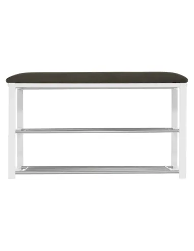 Bancă cu rafturi LANGELLA, hol/dormitor, 81x49x31 cm, PAL, textil, metal | MobilaOK