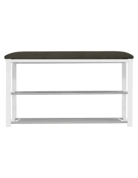 Bancă cu rafturi LANGELLA, hol/dormitor, 81x49x31 cm, PAL, textil, metal | MobilaOK