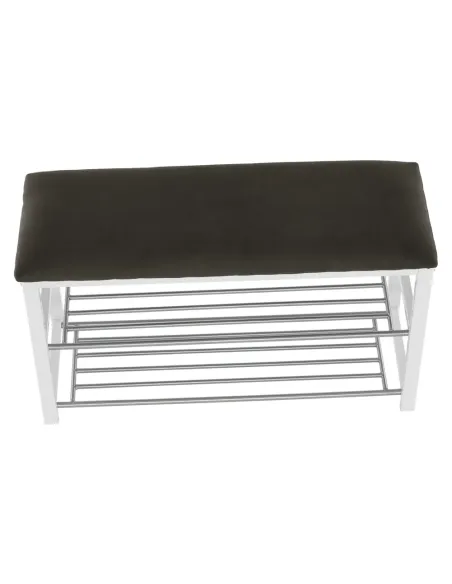 Bancă cu rafturi LANGELLA, hol/dormitor, 81x49x31 cm, PAL, textil, metal | MobilaOK