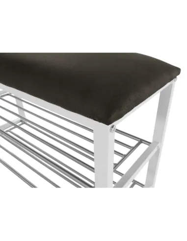 Bancă cu rafturi LANGELLA, hol/dormitor, 81x49x31 cm, PAL, textil, metal | MobilaOK