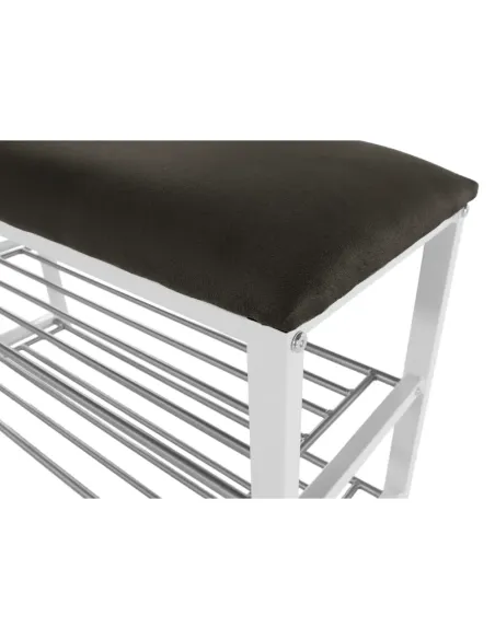 Bancă cu rafturi LANGELLA, hol/dormitor, 81x49x31 cm, PAL, textil, metal | MobilaOK
