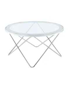 Măsuță de cafea LEONEL, living, 85x45x85 cm, crom și sticlă | MobilaOK