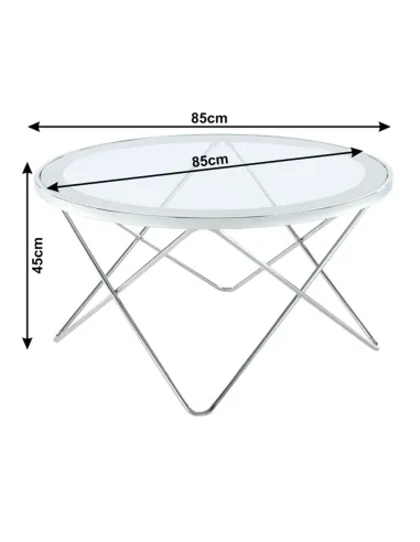 Măsuță de cafea LEONEL, living, 85x45x85 cm, crom și sticlă | MobilaOK