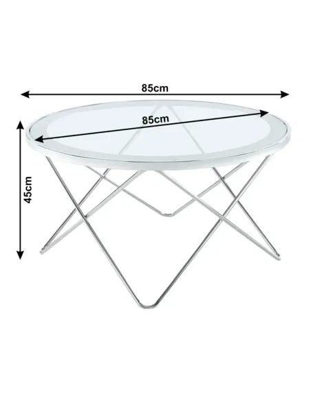 Măsuță de cafea LEONEL, living, 85x45x85 cm, crom și sticlă | MobilaOK