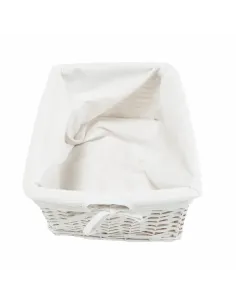Comodă RAFAELLO 9 dormitor/hol, 94x76x37 cm, lemn/răchită/textil, alb | MobilaOK 2