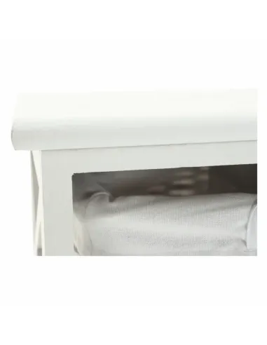 Comodă RAFAELLO 9 dormitor/hol, 94x76x37 cm, lemn/răchită/textil, alb | MobilaOK