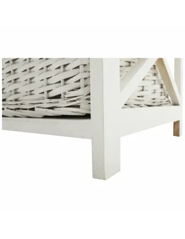 Comodă RAFAELLO 9 dormitor/hol, 94x76x37 cm, lemn/răchită/textil, alb | MobilaOK