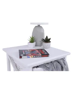 Noptieră RAFAELLO dormitor 36x30x37 cm lemn/răchită/textil | MobilaOK 2