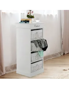 Comodă BLANCO dormitor/hol 45x104x40 cm PAL, răchită, textil | MobilaOK 2