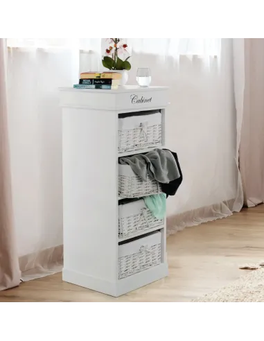 Comodă BLANCO dormitor/hol 45x104x40 cm PAL, răchită, textil | MobilaOK