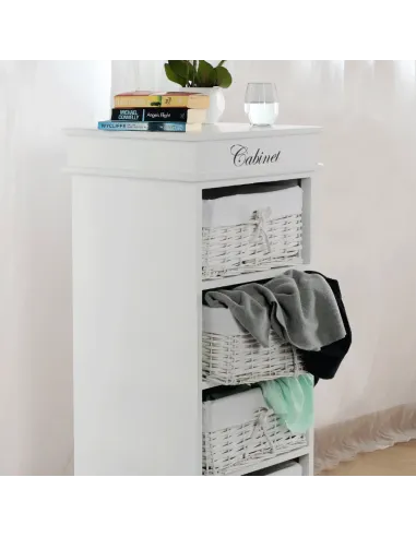 Comodă BLANCO dormitor/hol 45x104x40 cm PAL, răchită, textil | MobilaOK