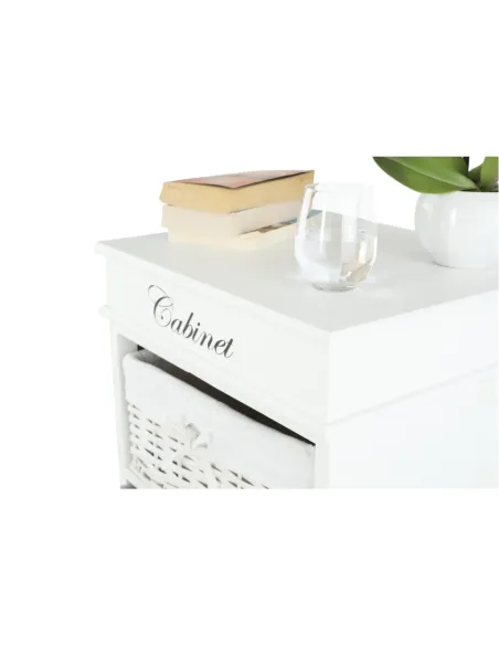 Comodă BLANCO dormitor/hol 45x104x40 cm PAL, răchită, textil | MobilaOK