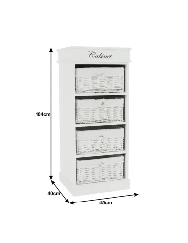 Comodă BLANCO dormitor/hol 45x104x40 cm PAL, răchită, textil | MobilaOK