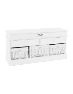 Bancă BLANCO SY1232 pentru hol/dormitor, 100x50x35 cm, Lemn/Răchită/Textil | MobilaOK