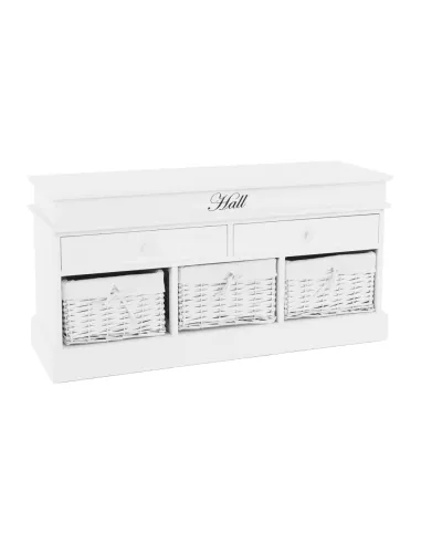 Bancă BLANCO SY1232 pentru hol/dormitor, 100x50x35 cm, Lemn/Răchită/Textil | MobilaOK