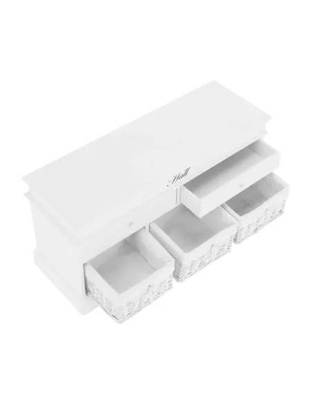 Bancă BLANCO SY1232 pentru hol/dormitor, 100x50x35 cm, Lemn/Răchită/Textil | MobilaOK