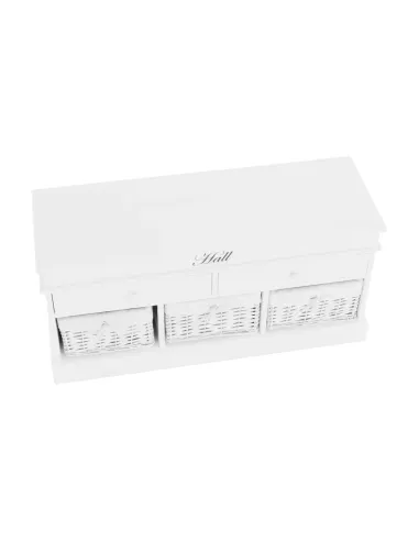 Bancă BLANCO SY1232 pentru hol/dormitor, 100x50x35 cm, Lemn/Răchită/Textil | MobilaOK