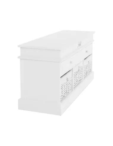 Bancă BLANCO SY1232 pentru hol/dormitor, 100x50x35 cm, Lemn/Răchită/Textil | MobilaOK